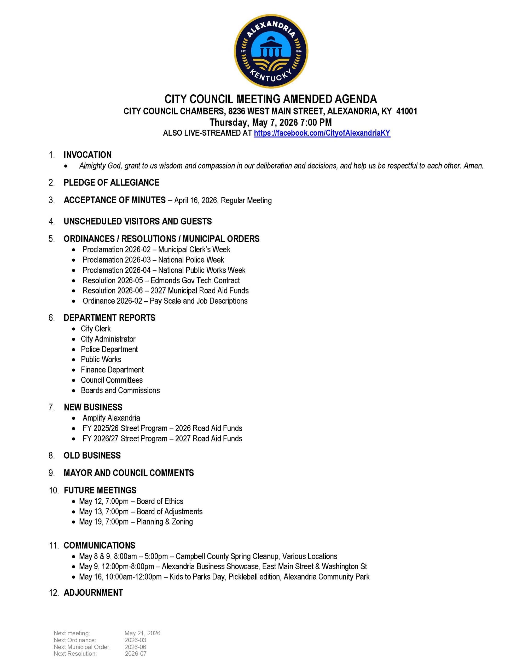 May 7, 2026 City Council Agenda